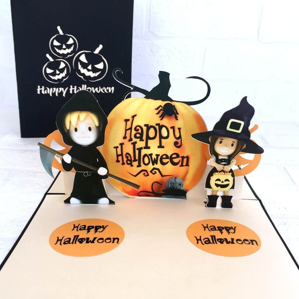 Handmade Happy Halloween Pumpkin Pop Up Greeting Card For Kids