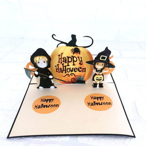 Handmade Happy Halloween Pumpkin Pop Up Greeting Card For Kids