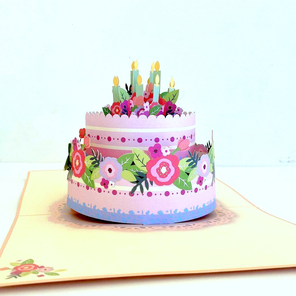 Handmade Giant Birthday Cake 3D Pop Up Greeting Card - 3D Pop-Out Cards for Birthdays, Weddings, Baby Showers, Bridal Showers