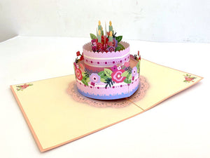 Handmade Giant Birthday Cake 3D Pop Up Greeting Card - 3D Pop-Out Cards for Birthdays, Weddings, Baby Showers, Bridal Showers