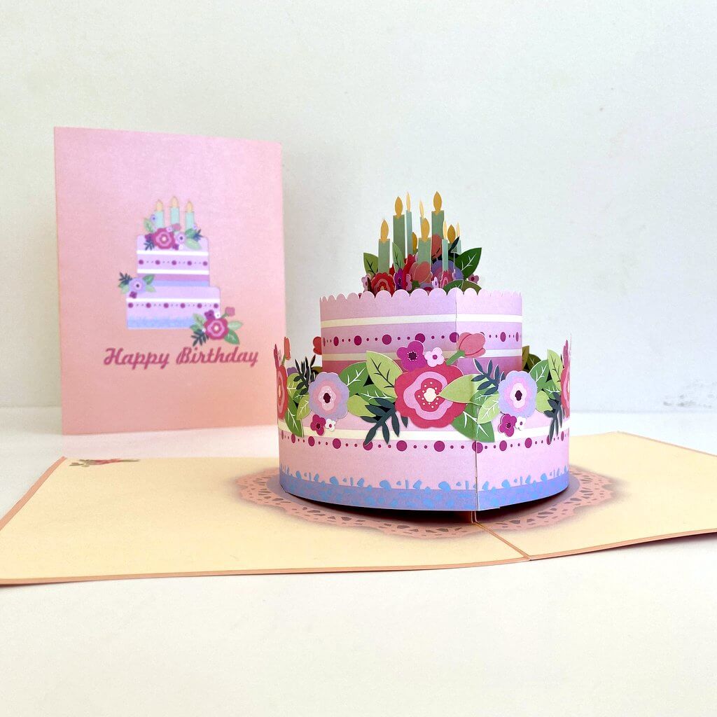 Birthday Cake Card | Handmade & Embroidered Birthday Card