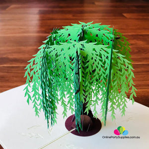 Handmade Green Willow Tree 3D Pop Up Card - Online Party Supplies