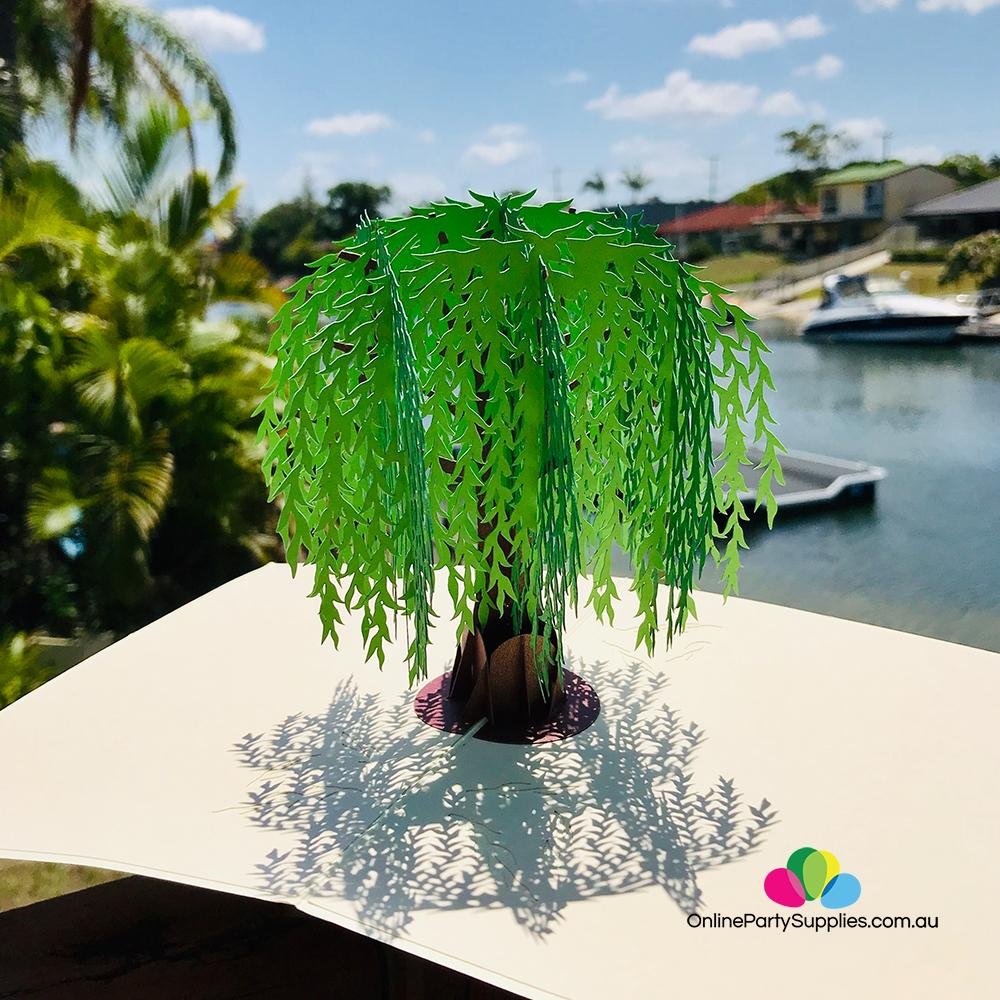 Handmade Green Willow Tree 3D Pop Up Card - Online Party Supplies