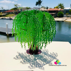 Handmade Green Willow Tree 3D Pop Up Card - Online Party Supplies