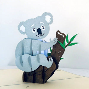 Handmade Grey Koala 3D Pop Up Greeting Card - Online Party Supplies