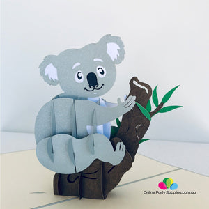 Handmade Grey Koala 3D Pop Up Greeting Card - Online Party Supplies