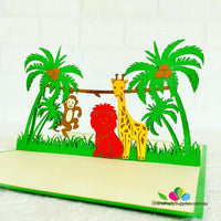 Jungle Animals Pop Up Card 3D Birthday Cards jungle-animals-pop-up-card-3d-birthday-cards