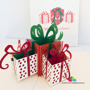 Handmade Large Christmas Present Boxes Pop Up Greeting Card - Online Party Supplies