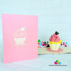 Handmade Large Cupcake 3D Pop Up Birthday Card - Online Party Supplies
