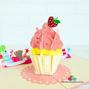 Handmade Large Cupcake 3D Pop Up Birthday Card - Online Party Supplies