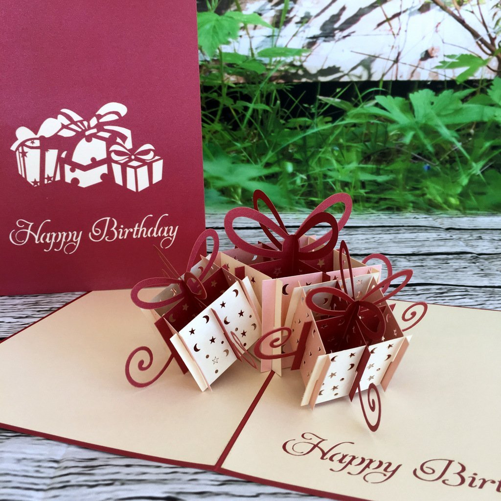 Handmade Large Happy Birthday Present Box Pop Up Card - Online Party Supplies