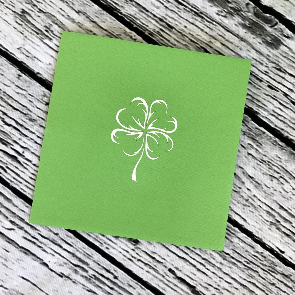 Lucky Four Leaf Clover Pop Up Card