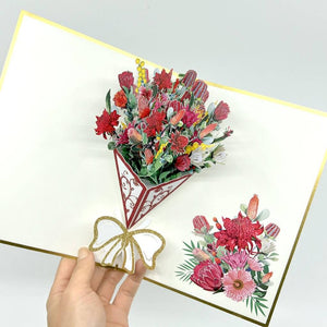 Luxury Embossed Australian Native Flower Mix Bouquet Pop Up Card