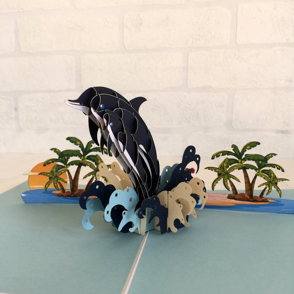 Handmade Mummy and Baby Dolphin Pop Up Greeting Card - Online Party Supplies