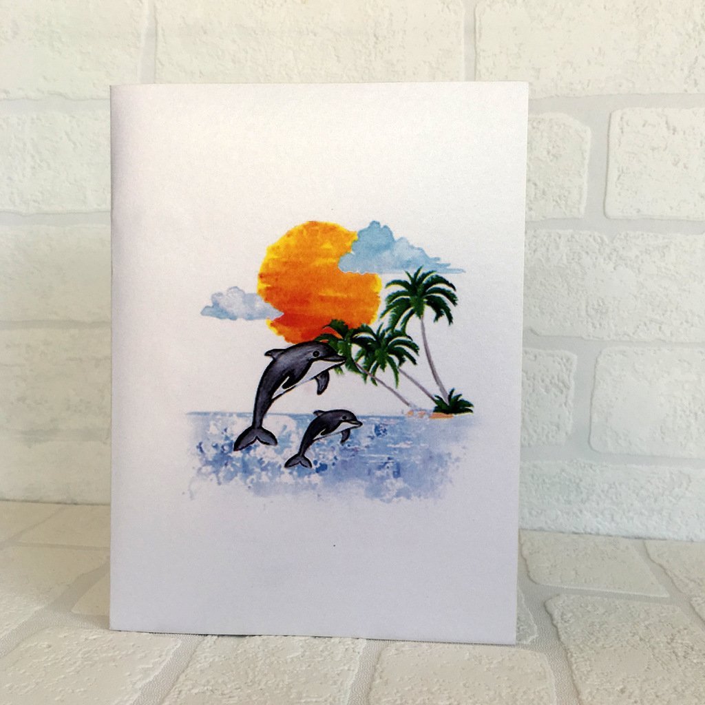 Handmade Mummy and Baby Dolphin Pop Up Greeting Card - Online Party Supplies