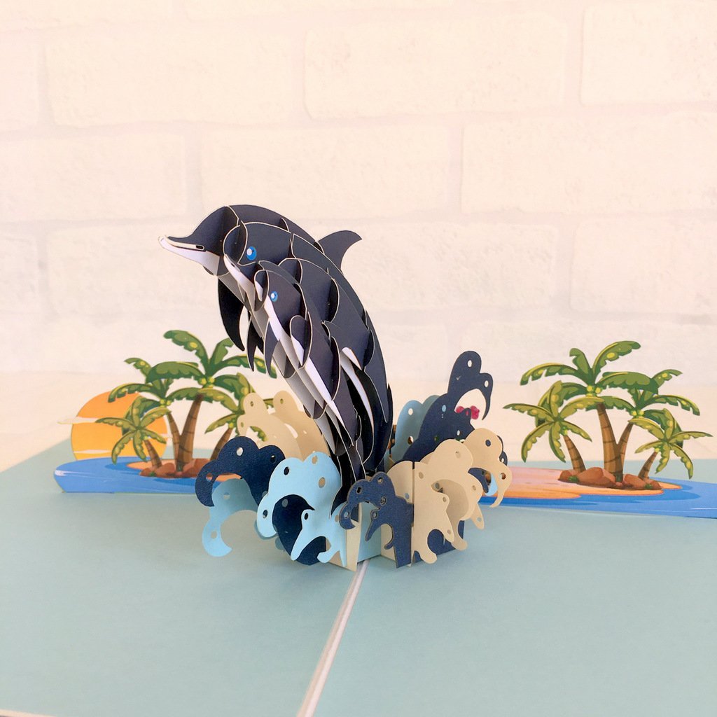 Handmade Mummy and Baby Dolphin Pop Up Greeting Card - Online Party Supplies