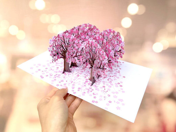Gorgeous Pink Cherry Blossom Park 3D Pop Up Card Sakura Floral