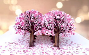 Handmade Pink Cherry Blossom Park 3D Pop Up Card