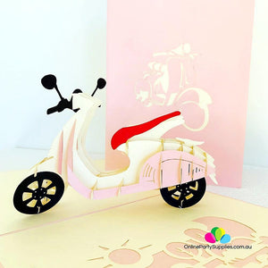 Handmade Pink Vespa Pop Up Card - Online Party Supplies