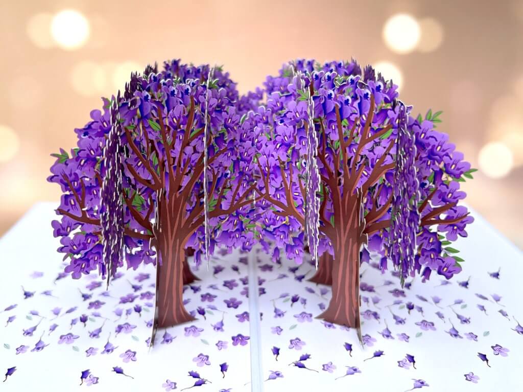 Breathtaking Purple Jacaranda Blossom Park 3D Pop Up Card