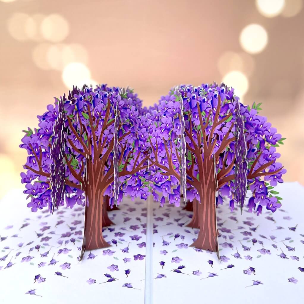 Breathtaking Purple Jacaranda Blossom Park 3D Pop Up Card