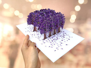 Breathtaking Purple Jacaranda Blossom Park 3D Pop Up Card