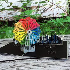 Handmade Rainbow Ferris Wheel 3D Pop Up Card - Online Party Supplies