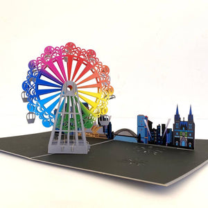 Handmade Rainbow Ferris Wheel with Sydney Harbour View 3D Pop Up Greeting Card