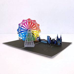 Handmade Rainbow Ferris Wheel with Sydney Harbour View 3D Pop Up Greeting Card