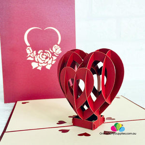 Handmade Red Heart 3D Pop Up Valentine's Day Card - Online Party Supplies