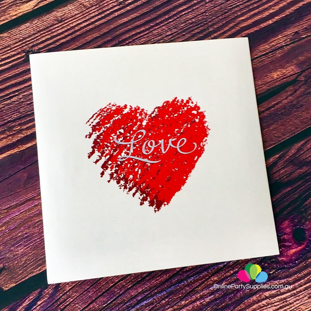 Handmade Red Heart Tree 3D Pop Up Card - Online Party Supplies