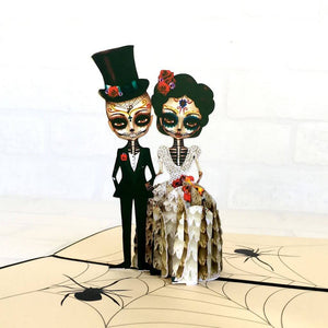 Handmade Scary Skeleton Wedding Couple Hand In Hand Pop Up Card
