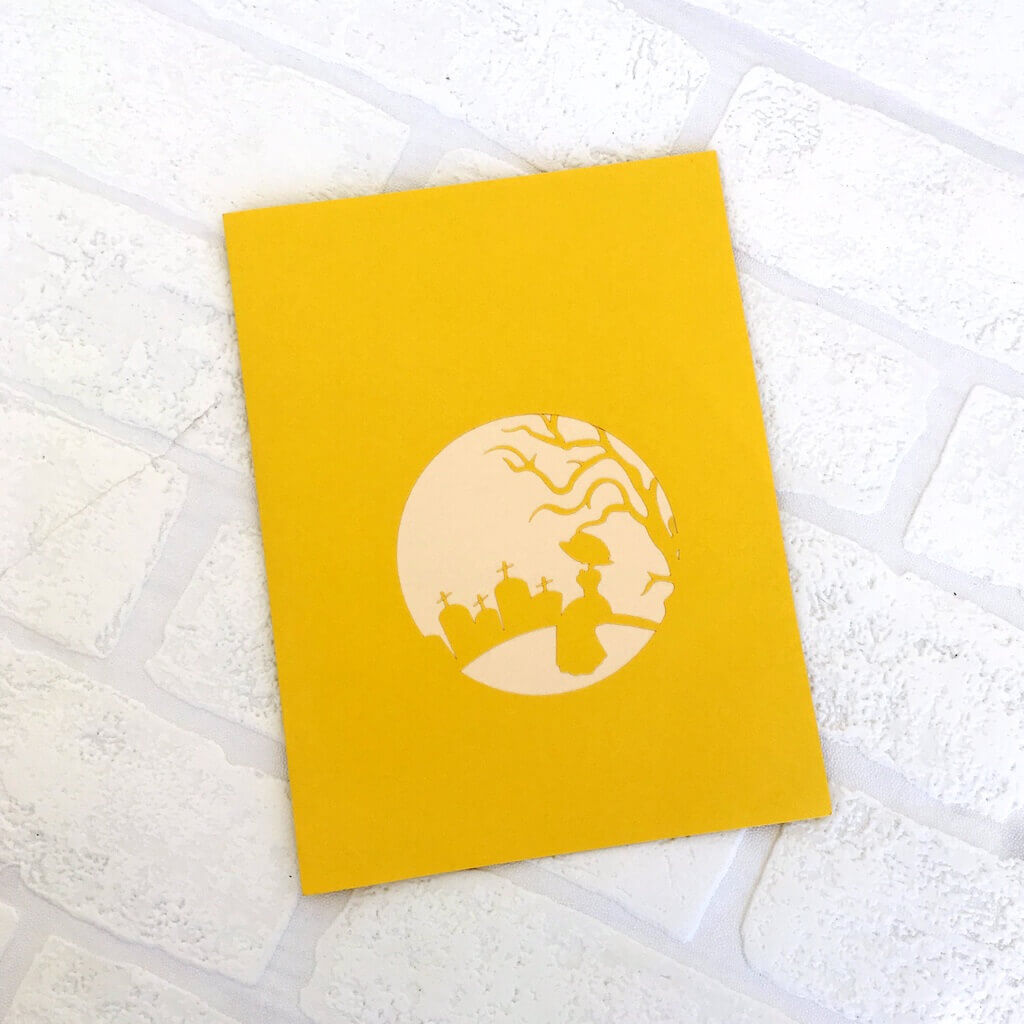 Handmade Spooky Skeleton Couple Dating in Cemetery 3D Halloween themed birthday Pop Up Card Cover