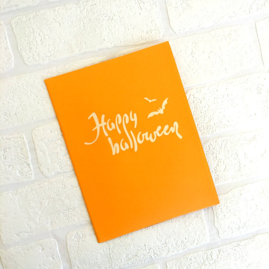 Handmade Online Party Supplies Spooky Skeleton Couple On Pumpkin Pop Up Greeting Card