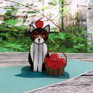 Handmade Tuxedo Cat 3D Pop Up Greeting Card - Online Party Supplies