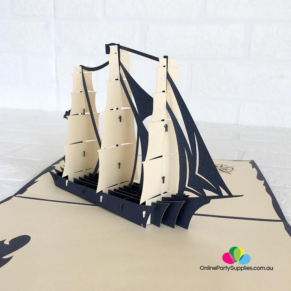 Handmade White Sailing Boat Pop Up Card - Online Party Supplies