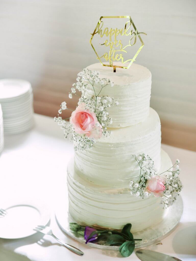 Online Party Supplies Australia Acrylic Gold Mirror Geometric Hexagon 'Happily Ever After' Cake Topper