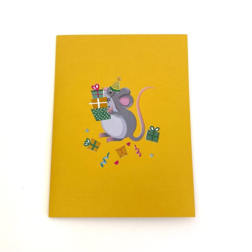 Happy Birthday Little Mouse with Present Pop Up Card
