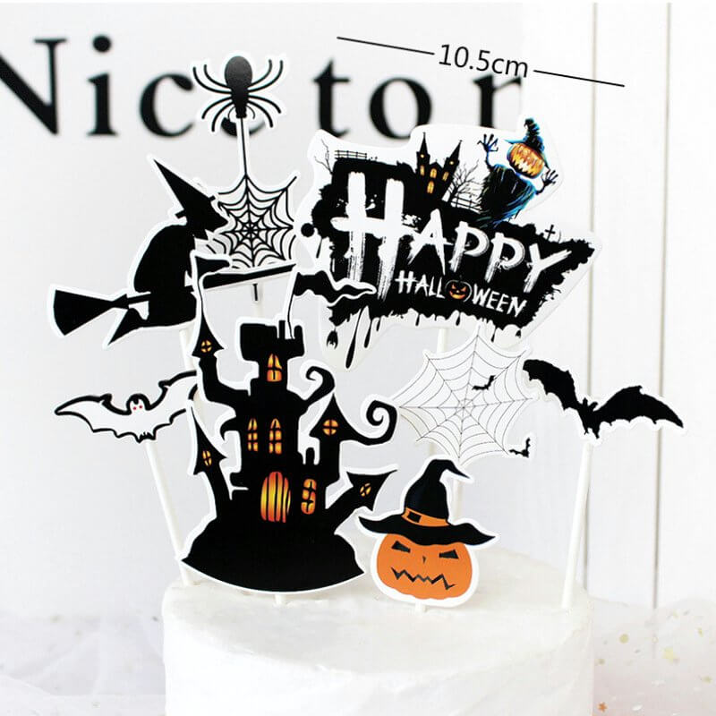 Happy Halloween Paper Cupcake Toppers 8pk