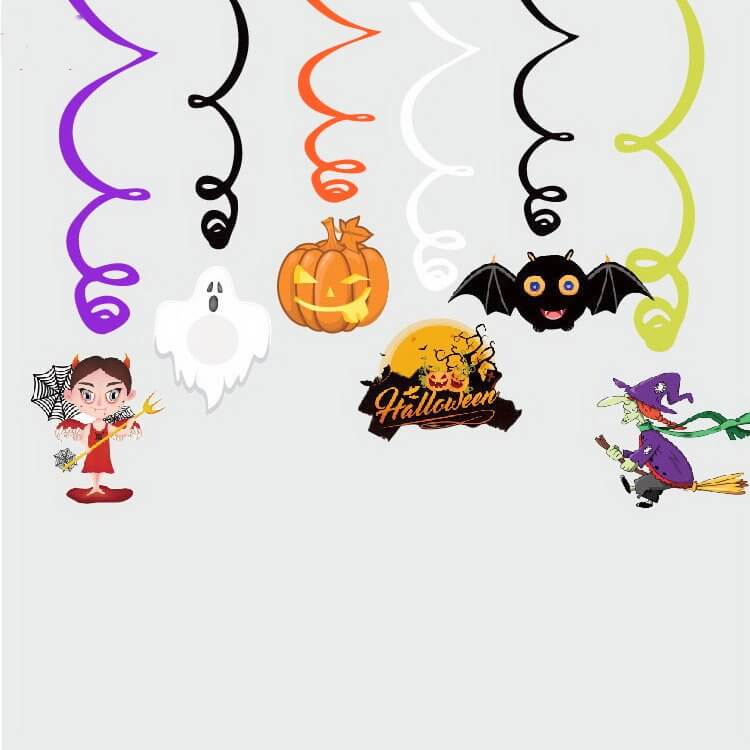 Happy Halloween Hanging Swirl Decorations 6 Pack