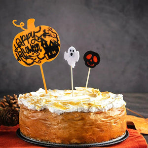 Acrylic Black & Orange Happy Halloween Cake Topper - Laser Cut Happy Halloween Cake Decorations