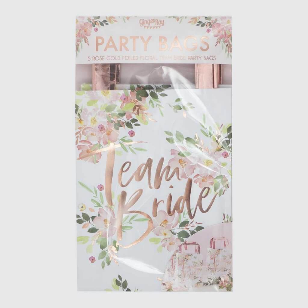 Ginger Ray Hen Party Floral Team BRIDE Party Gift Bag 5 Pack