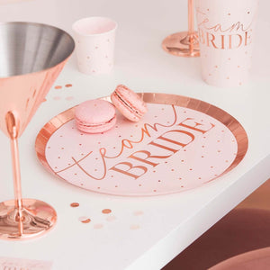 Ginger Ray Hen Party Rose Gold & Blush 'team BRIDE' Paper Plates