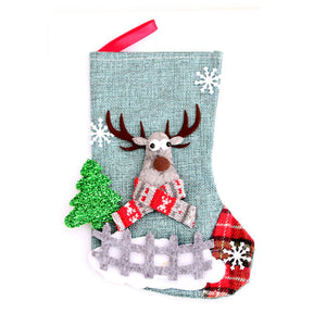 23cm x 15cm Burlap Christmas Stocking - Xmas Home & Wall Decorations, Christmas Presents for Kids reindeer