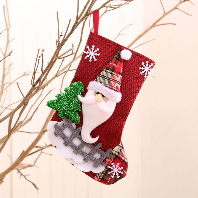 23cm x 15cm Burlap Christmas Stocking - Xmas Home & Wall Decorations, Christmas Presents for Kids