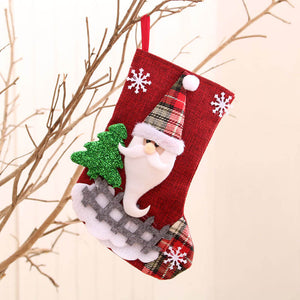 23cm x 15cm Burlap Christmas Stocking - Xmas Home & Wall Decorations, Christmas Presents for Kids santa claus