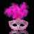 Elegant Tall Feather Lace Masquerade Mask for Women - Hot Pink