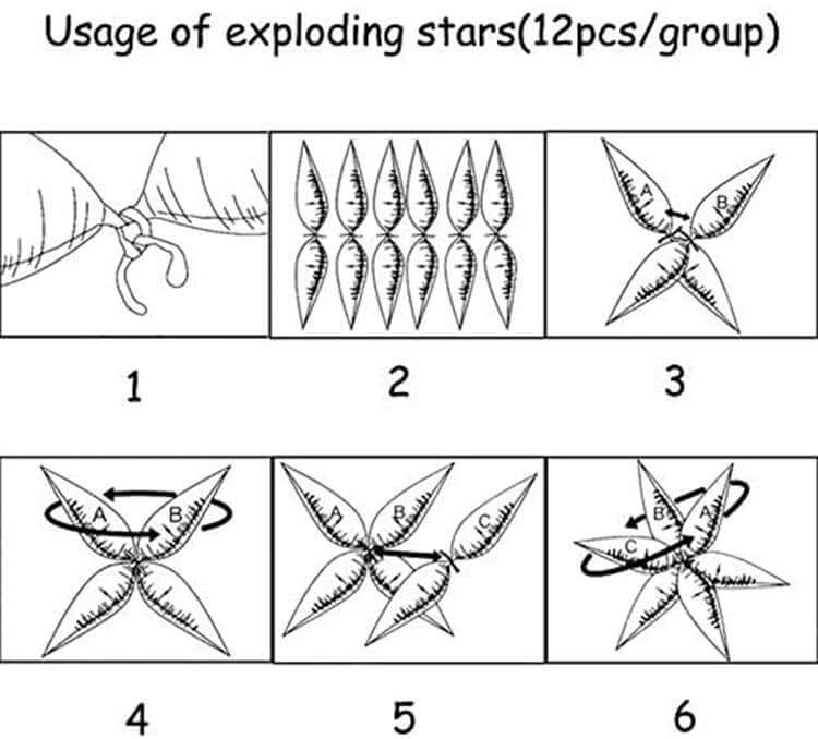 3D Burst Star Foil Balloon 12 Pack - Blue