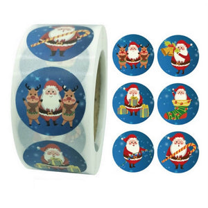 Style I - Round Christmas Stickers For Kids - Christmas Gift Packaging and Wrapping Supplies