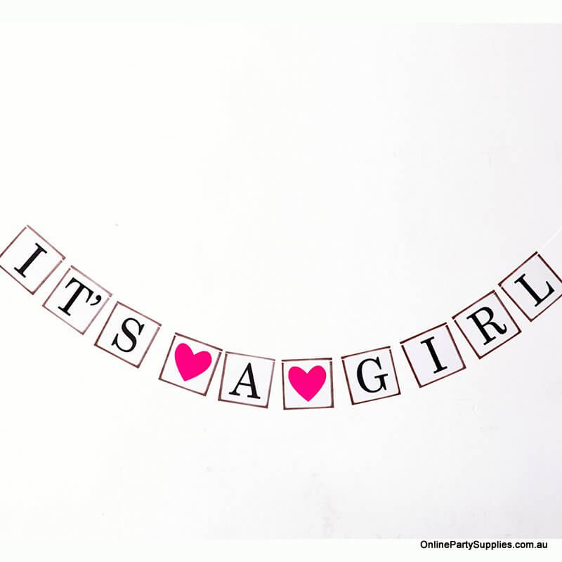 It's A Girl' Baby Shower Bunting Banner - Gender Reveal Party Decorations